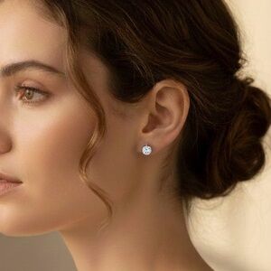 Timeless Silver Bezel Classic Crystal Stud Minimalist Earrings